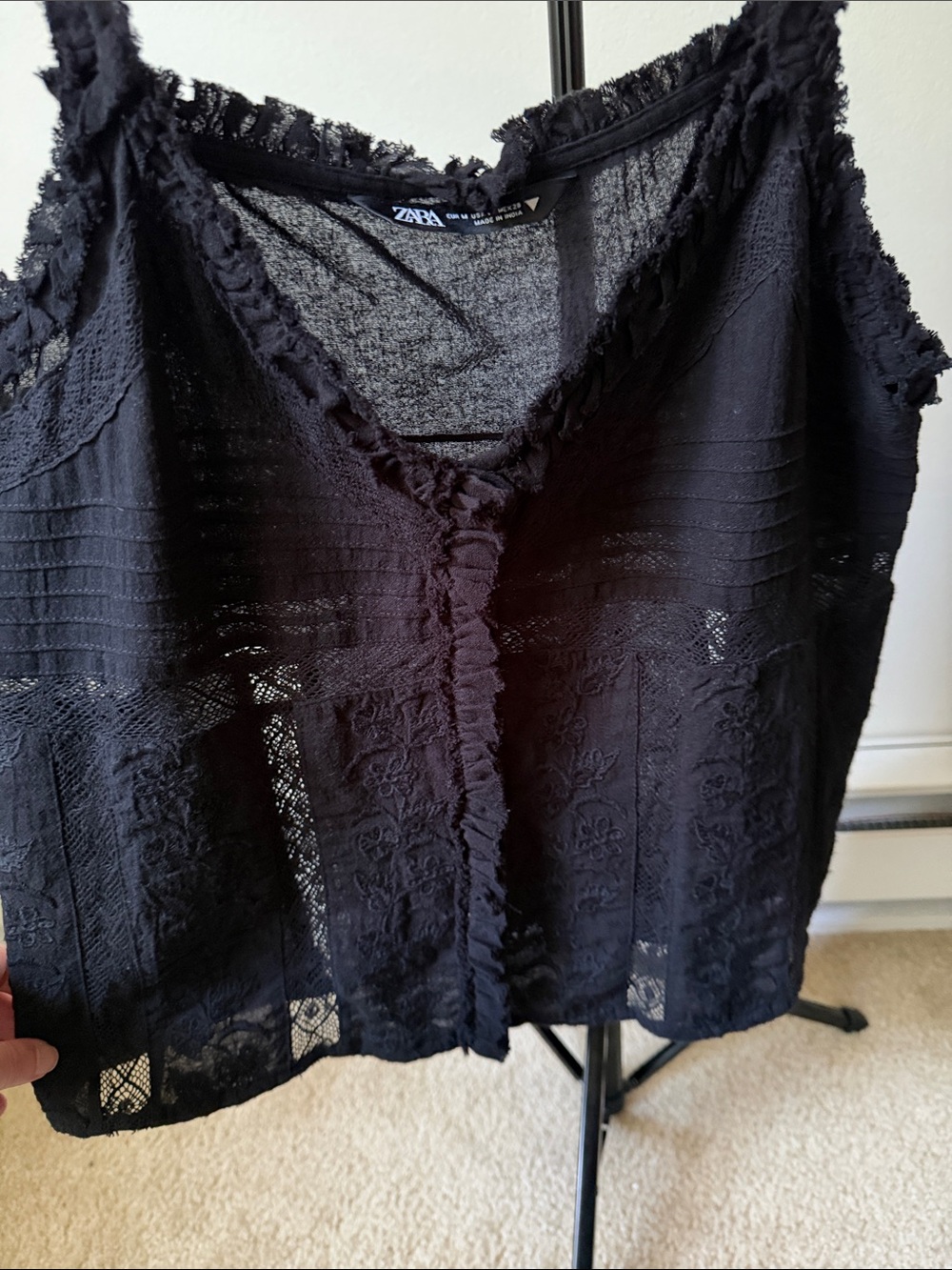 Zara Black Lace-Trim Camisole